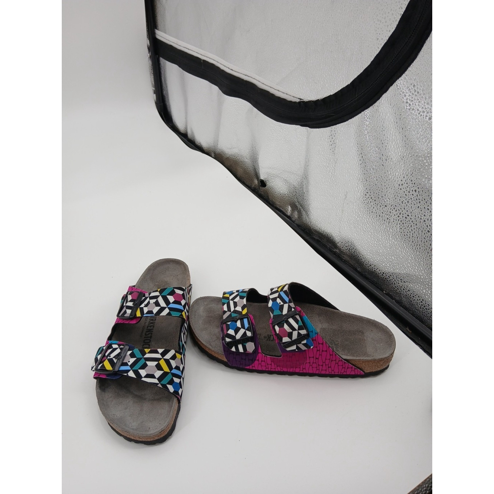 Birkenstock Arizona Sonar Geometric Sandals Limited Edition Sz 39 Womens 8 Vegan - Picture 3 of 9